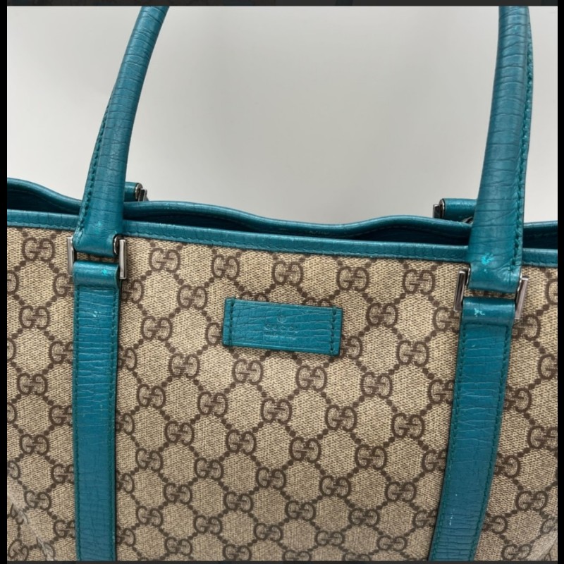 GUCCI  土耳其藍PVC防水托特包-5