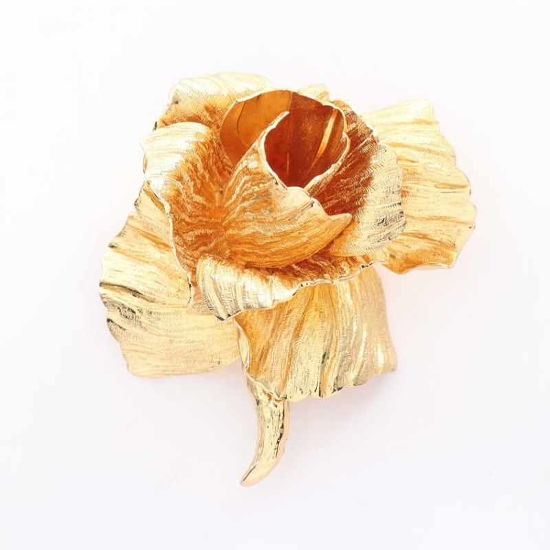 【日本直送】 中古Christian Dior[AB]玫瑰胸針 鍍金 金色-0