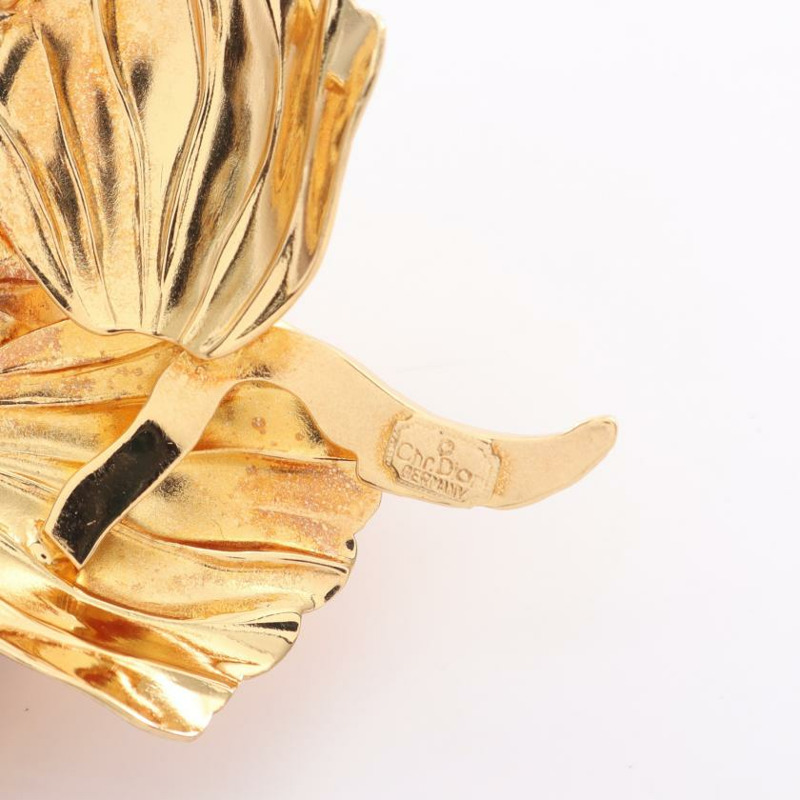 【日本直送】 中古Christian Dior[AB]玫瑰胸針 鍍金 金色-2