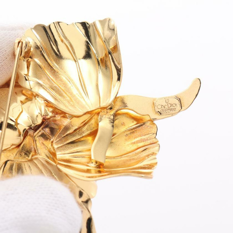 【日本直送】 中古Christian Dior[AB]玫瑰胸針 鍍金 金色-4