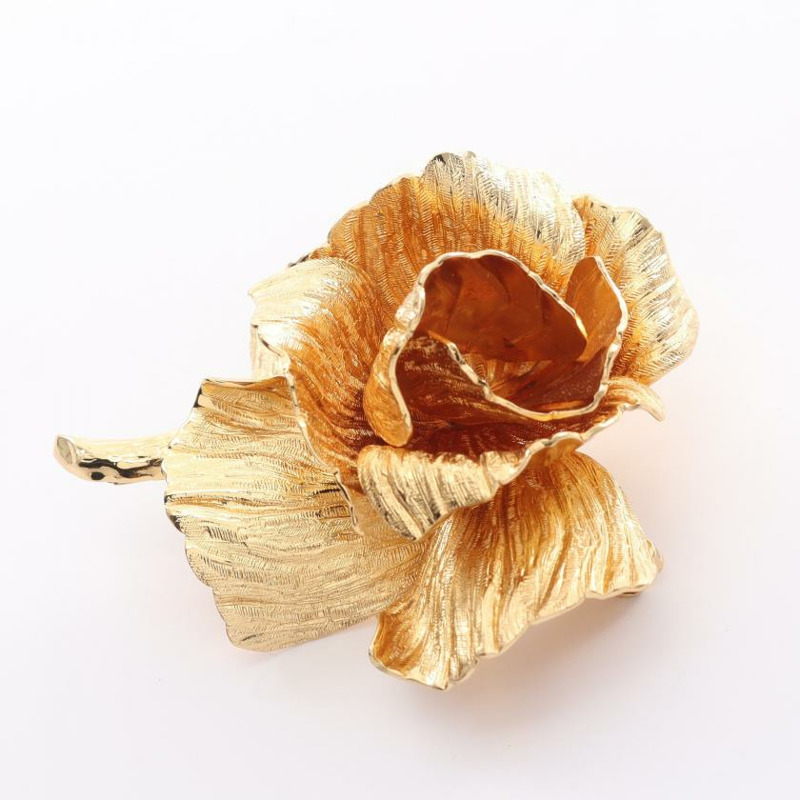 【日本直送】 中古Christian Dior[AB]玫瑰胸針 鍍金 金色-6