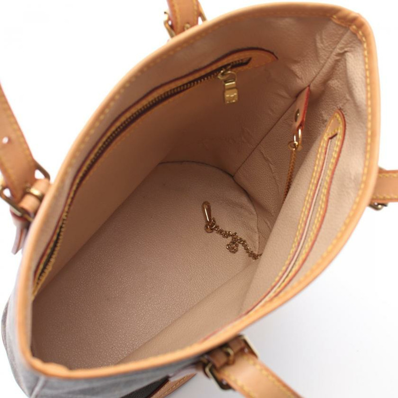 【日本直送】 中古LOUIS VUITTON[B]Bucket PM  老花手提包 PVC 真皮 棕色-2