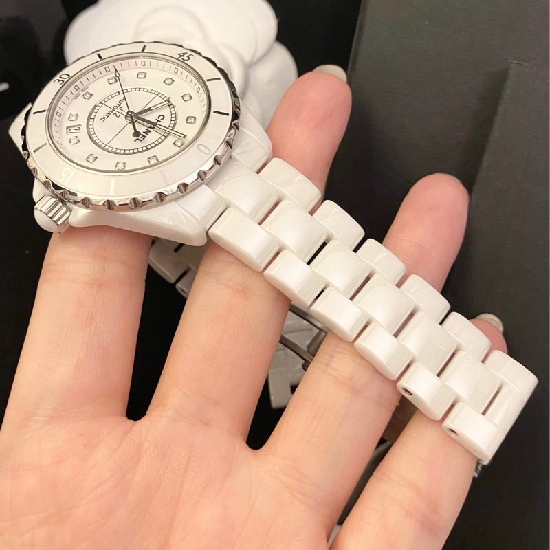 保證專櫃真品 新款錶扣‼️配件齊全❤️92成新 12鑽 38mm Chanel 香奈兒 J12 機械錶-11