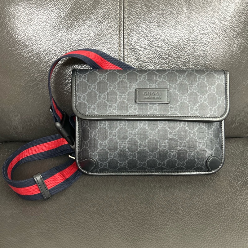 Gucci黑色帆布虎頭腰包-0