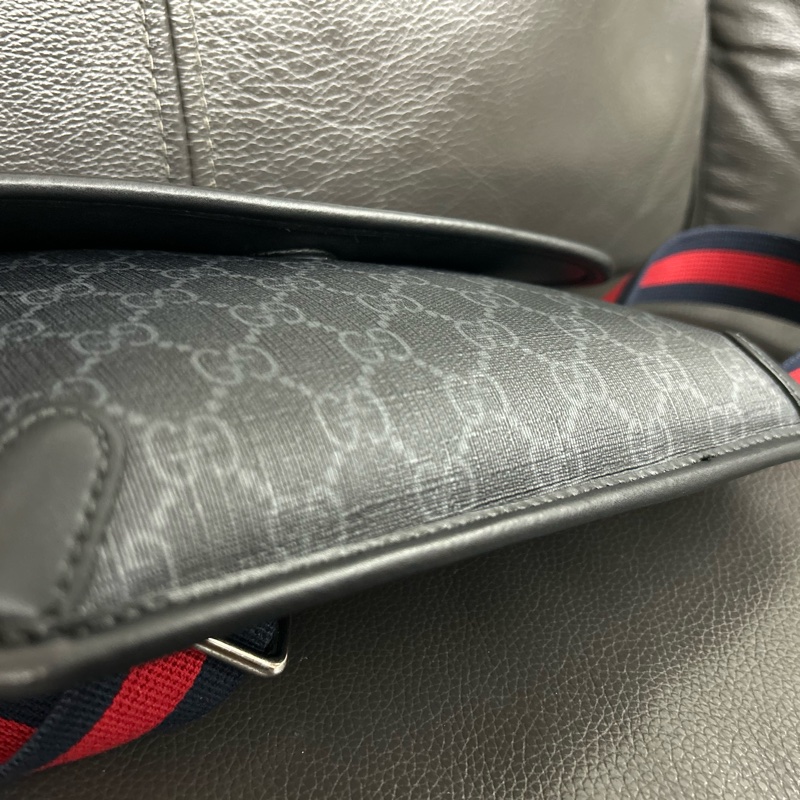 Gucci黑色帆布虎頭腰包-9