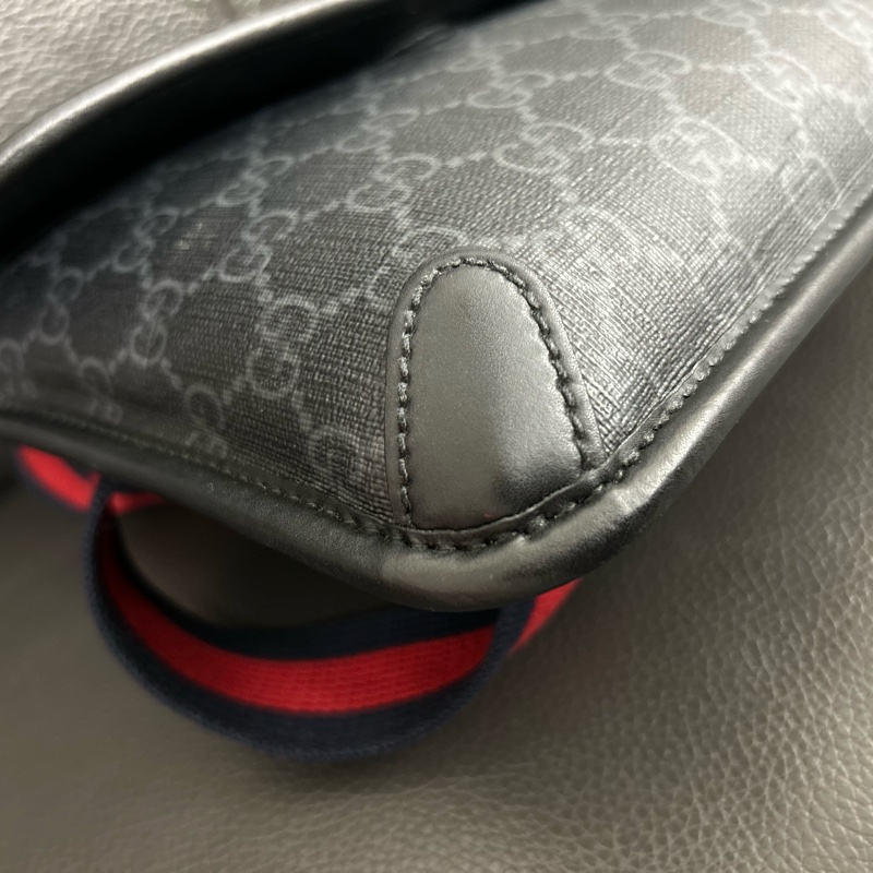 Gucci黑色帆布虎頭腰包-11