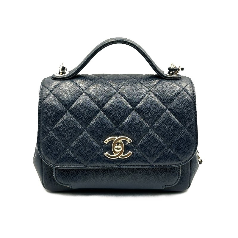 CHANEL  荔枝皮郵差包19 - 深藍金-0