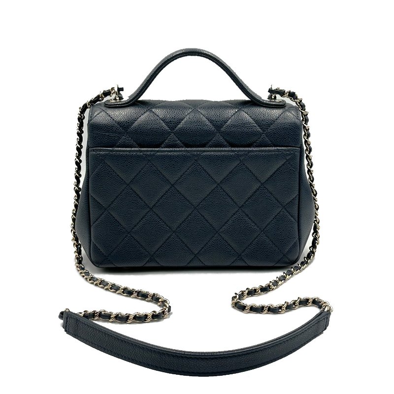CHANEL  荔枝皮郵差包19 - 深藍金-2