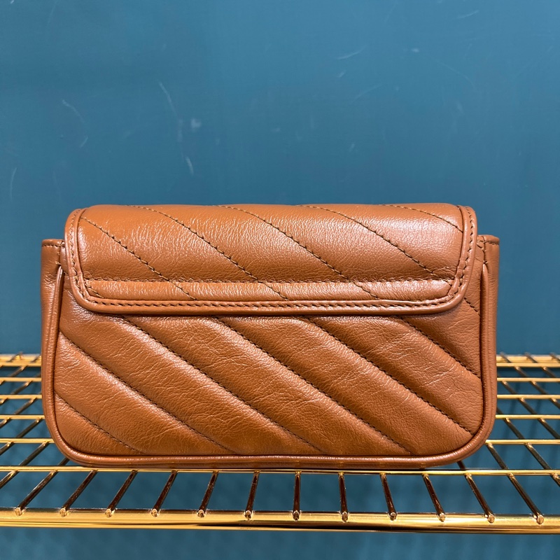 時髦度💯 全配 Gucci Marmont 焦糖色迷你包 台灣專櫃購入近全新 super mini 專櫃斷貨款-10