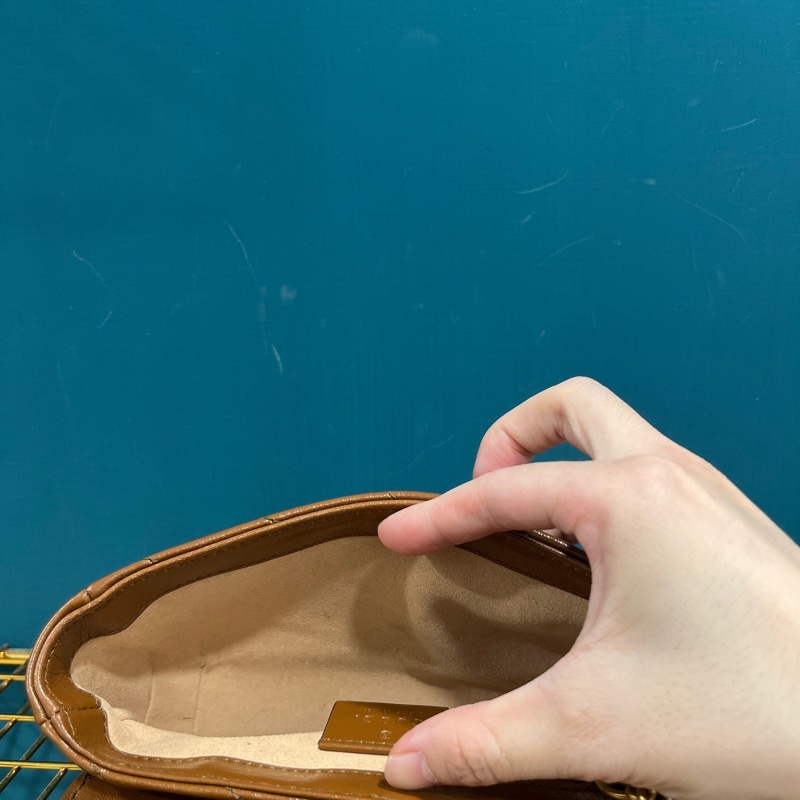 時髦度💯 全配 Gucci Marmont 焦糖色迷你包 台灣專櫃購入近全新 super mini 專櫃斷貨款-13