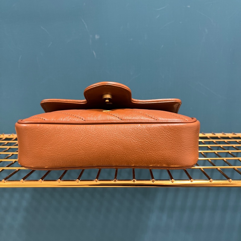 時髦度💯 全配 Gucci Marmont 焦糖色迷你包 台灣專櫃購入近全新 super mini 專櫃斷貨款-14