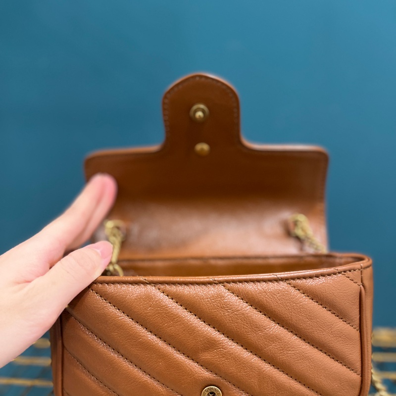 時髦度💯 全配 Gucci Marmont 焦糖色迷你包 台灣專櫃購入近全新 super mini 專櫃斷貨款-6