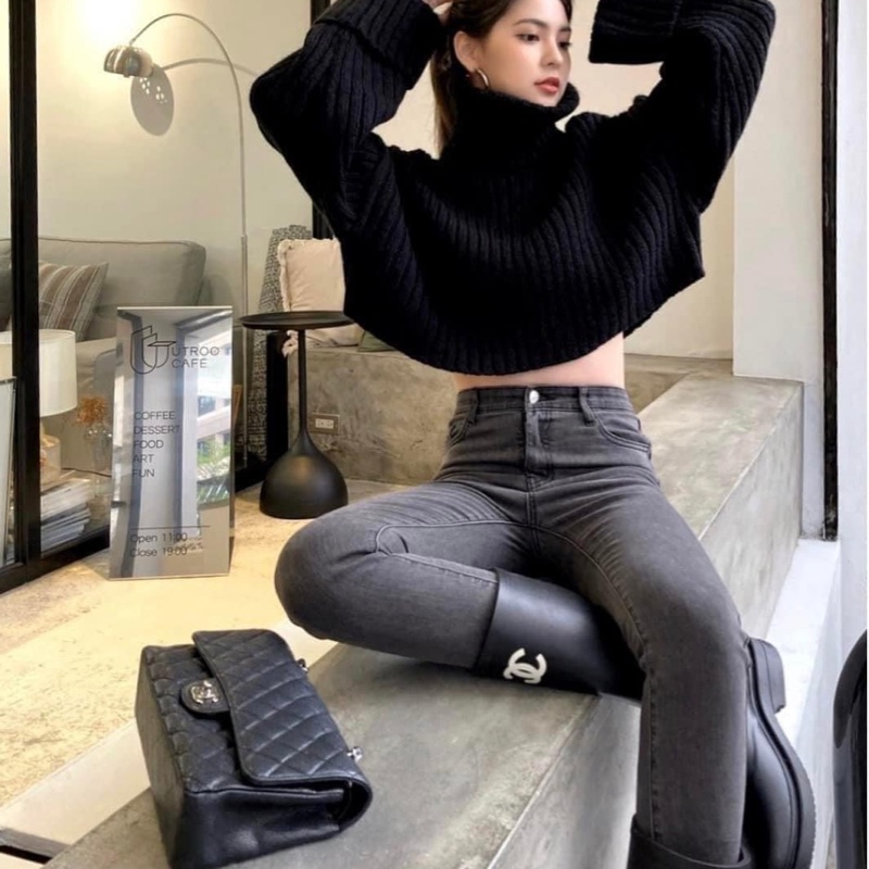 Chanel 香奈兒 經典雙C LOGO 橡膠長筒雨靴 雨鞋 黑色/39碼-7