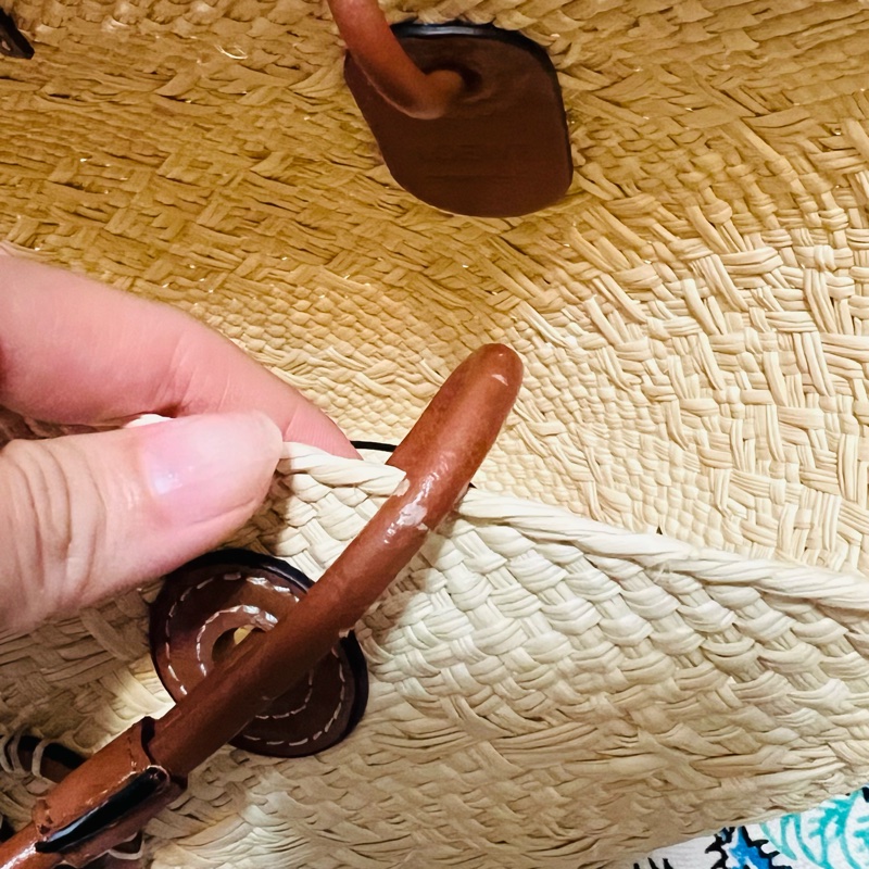 Loewe Anagram 伊拉卡棕櫚葉拼小牛皮 編織草籃 菜籃 小號-4