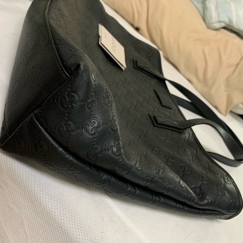Gucci 皮革刻紋大 黑色托特包-2