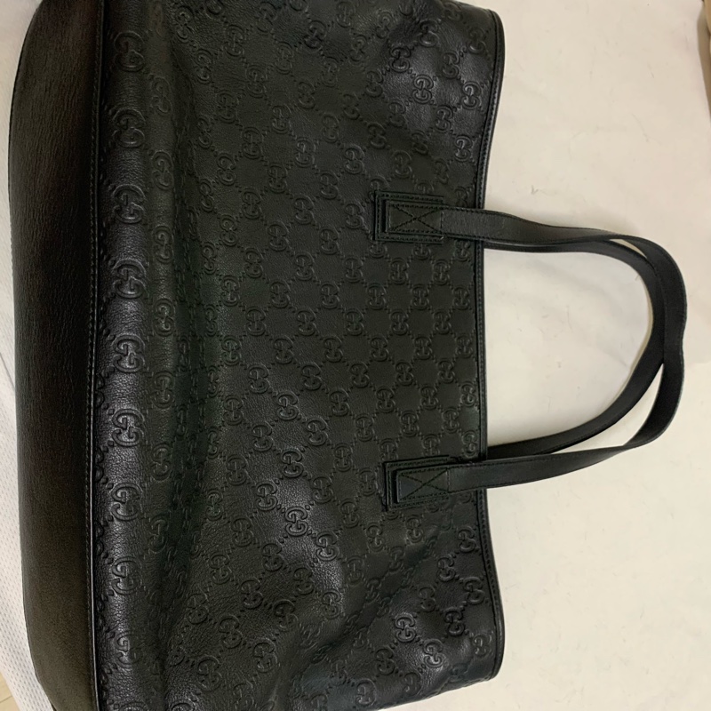 Gucci 皮革刻紋大 黑色托特包-3