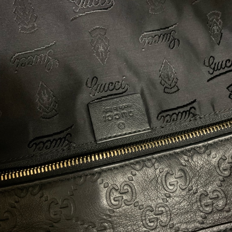 Gucci 皮革刻紋大 黑色托特包-5