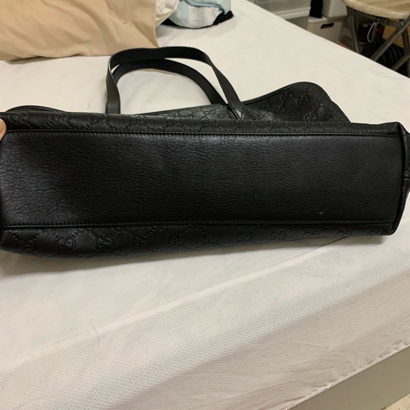Gucci 皮革刻紋大 黑色托特包-8