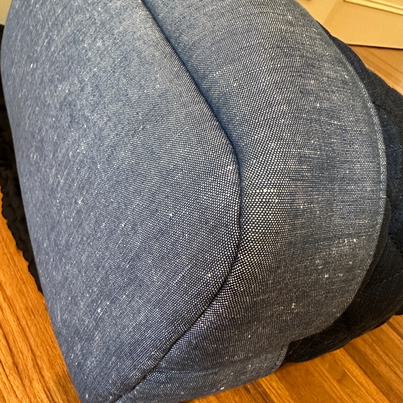 Chanel牛仔布拼色格紋後背包縮口包肩背包吊牌牛仔布穿鍊-8