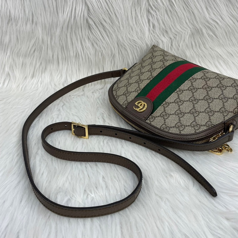 Gucci 499621老花PVC綠紅綠Ophidia GG貝殼包斜背包-9
