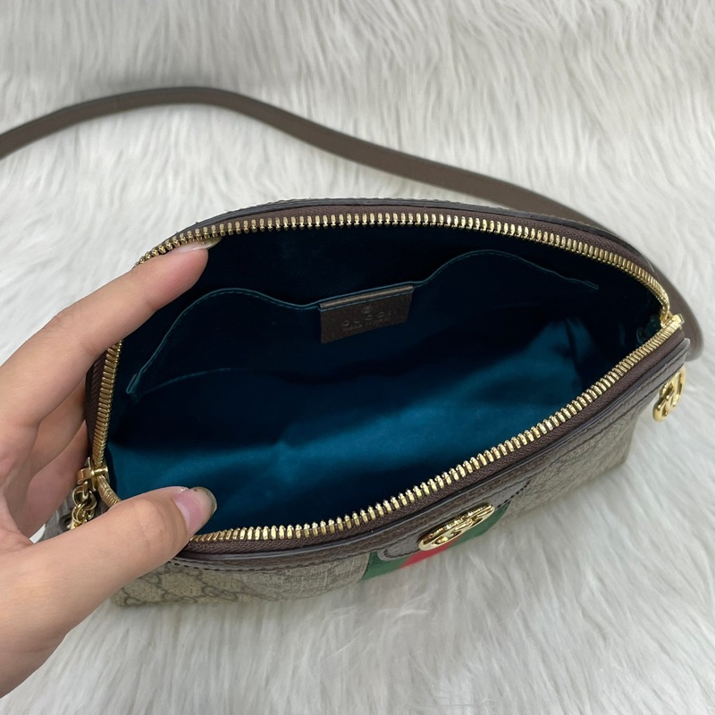 Gucci 499621老花PVC綠紅綠Ophidia GG貝殼包斜背包-12