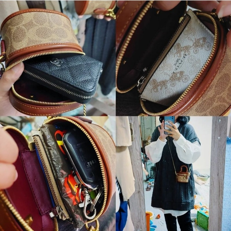 coach 小廢包 小盒子 化妝盒 盒子包 經典 老花 包包 精品 專櫃 正品 側背 肩背 斜揹-6