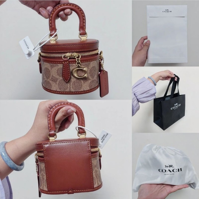 coach 小廢包 小盒子 化妝盒 盒子包 經典 老花 包包 精品 專櫃 正品 側背 肩背 斜揹-7