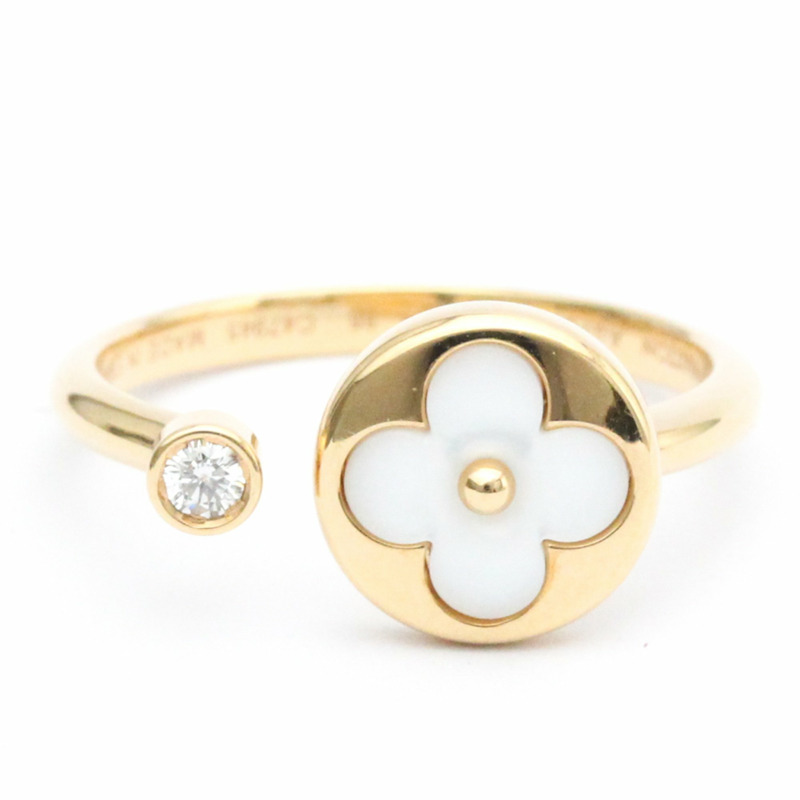 【日本直送】Louis Vuitton Berg Sun Blossom 迷你 Q9L68G 玫瑰金 (18K) 時尚鑽石貝殼戒指玫瑰金-0