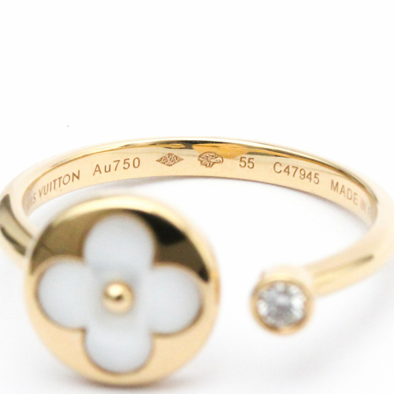 【日本直送】Louis Vuitton Berg Sun Blossom 迷你 Q9L68G 玫瑰金 (18K) 時尚鑽石貝殼戒指玫瑰金-4