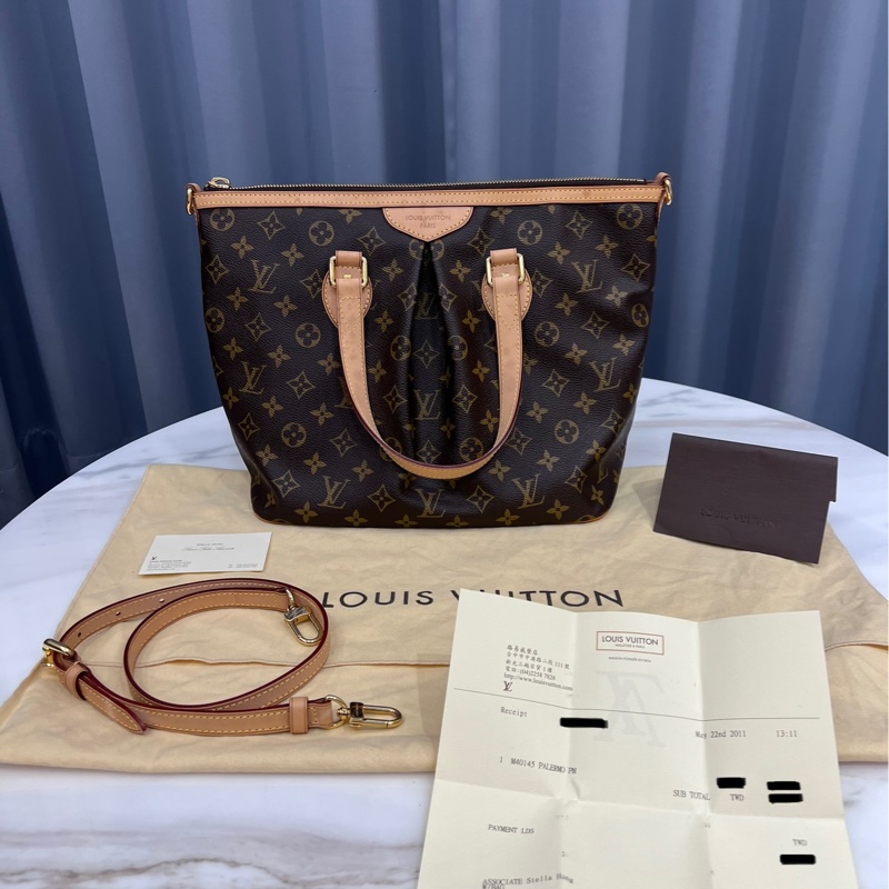 LV M40145 PALERMO PM 全新未使用 購證配件齊全 托特包 手提/斜肩背兩用包 保真 如假包退-0