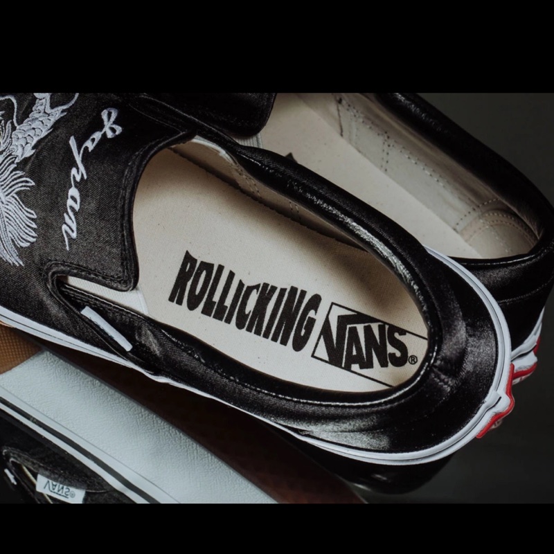 CHIEF’ VANS 日版 SLIP-ON 黑色 緞面 橫須賀 蛟龍/猛虎 刺繡 聯名限量 日本限定-3