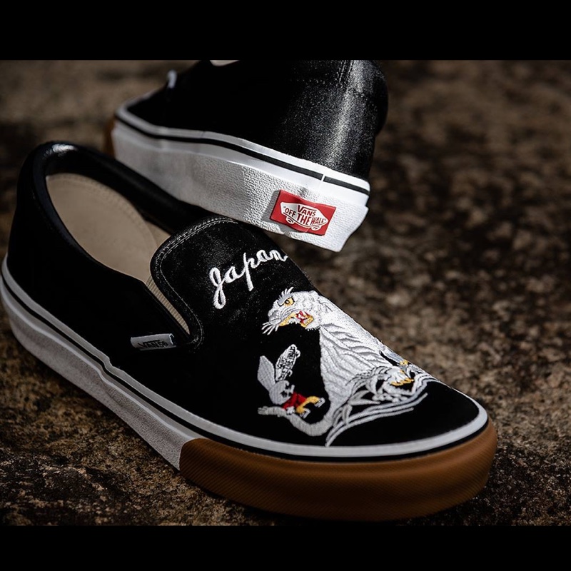 CHIEF’ VANS 日版 SLIP-ON 黑色 緞面 橫須賀 蛟龍/猛虎 刺繡 聯名限量 日本限定-4