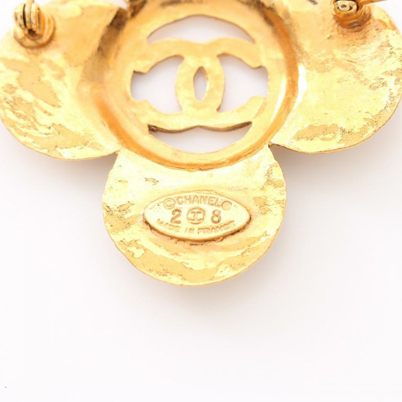 【日本直送】 中古CHANEL[AB]雙C標誌 胸針 鍍金 金色 28-2