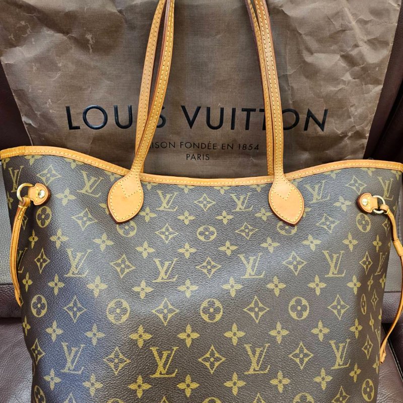 LV never full 中號購物包  經典不敗老花款 可當媽媽包-0