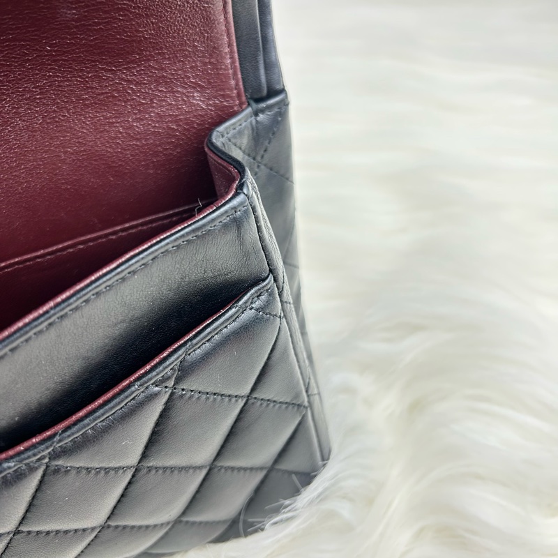 CHANEL Classic flap 中號 cf 25 羊皮銀鍊  黑色雙蓋 超美經典款式-24