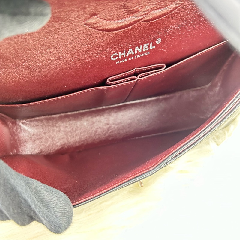 CHANEL Classic flap 中號 cf 25 羊皮銀鍊  黑色雙蓋 超美經典款式-26