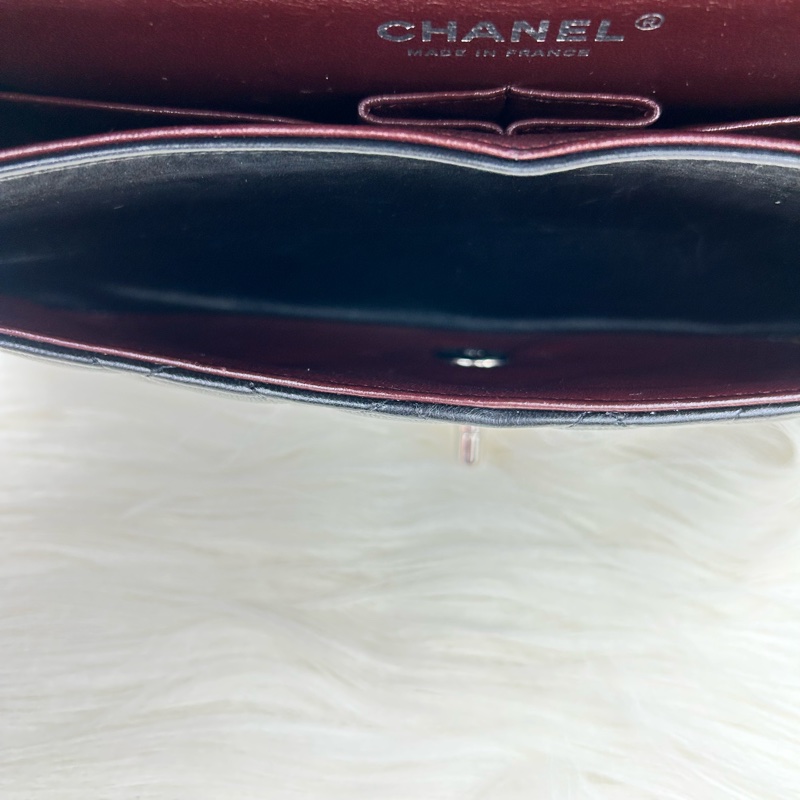 CHANEL Classic flap 中號 cf 25 羊皮銀鍊  黑色雙蓋 超美經典款式-27