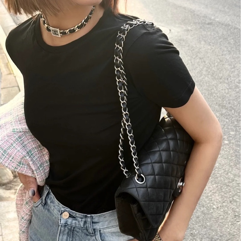 CHANEL Classic flap 中號 cf 25 羊皮銀鍊  黑色雙蓋 超美經典款式-35