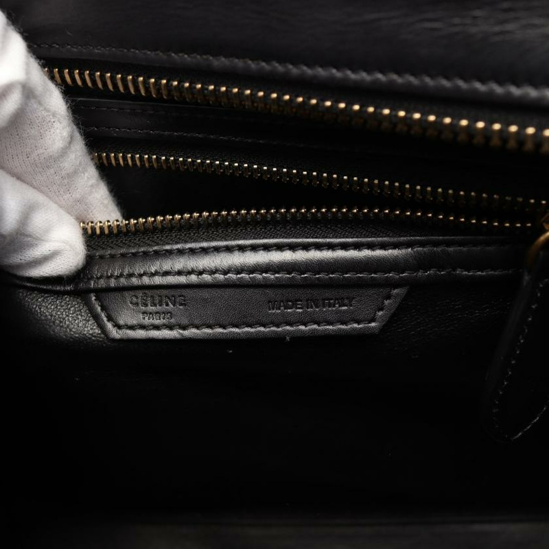 【日本直送】 中古CELINE[B]luggage  迷你購物包 帆布手提包 真皮 米白色 黑色-3