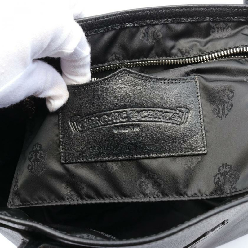 【日本直送】 中古Chrome Hearts[AB]FS 墓碑十字架貼標 肩包 真皮托特包 黑色-3