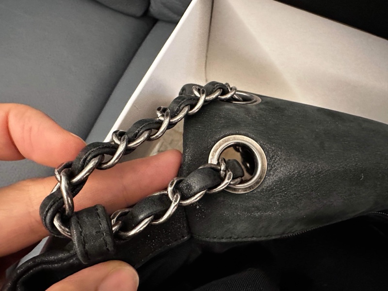 Chanel Coco Pleats Flap 季節款CF 珠光深灰綠牛皮-18