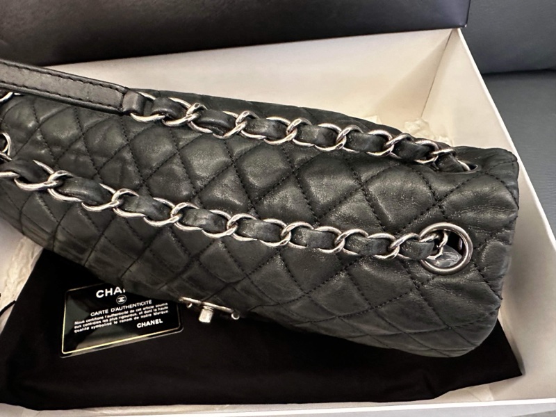 Chanel Coco Pleats Flap 季節款CF 珠光深灰綠牛皮-19