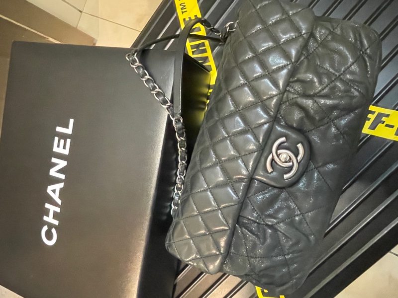 Chanel Coco Pleats Flap 季節款CF 珠光深灰綠牛皮-2
