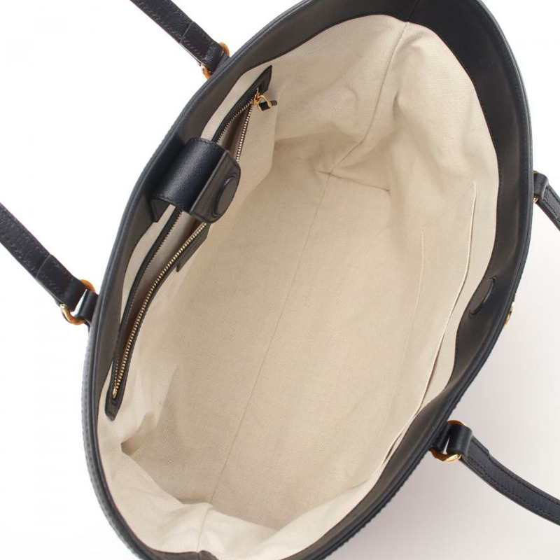 【日本直送】 中古GUCCI[AB]蛇形目 GG馬爾蒙 中等的 肩包 托特包 稻草 皮革 棕色 黑色 多色-2