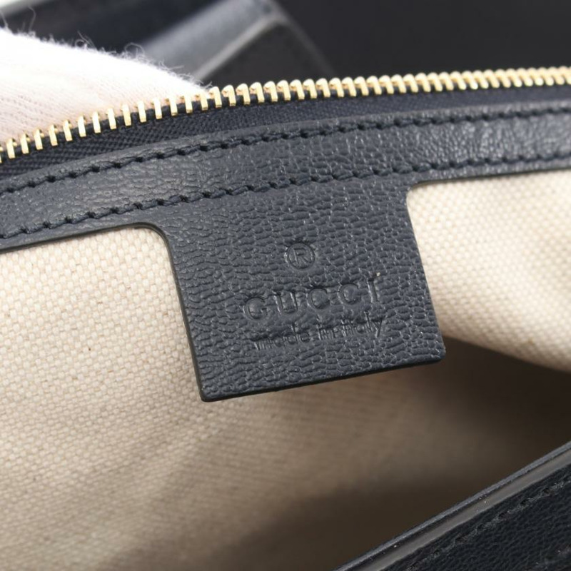 【日本直送】 中古GUCCI[AB]蛇形目 GG馬爾蒙 中等的 肩包 托特包 稻草 皮革 棕色 黑色 多色-3