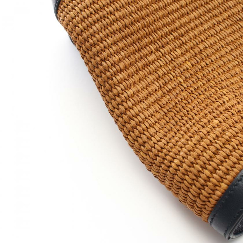 【日本直送】 中古GUCCI[AB]蛇形目 GG馬爾蒙 中等的 肩包 托特包 稻草 皮革 棕色 黑色 多色-5