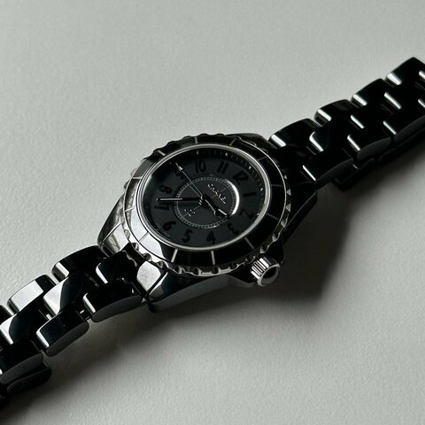 香奈兒 CHANEL J12 黑 so black 石英錶  28mm H4196 盒子/書/卡/錶節