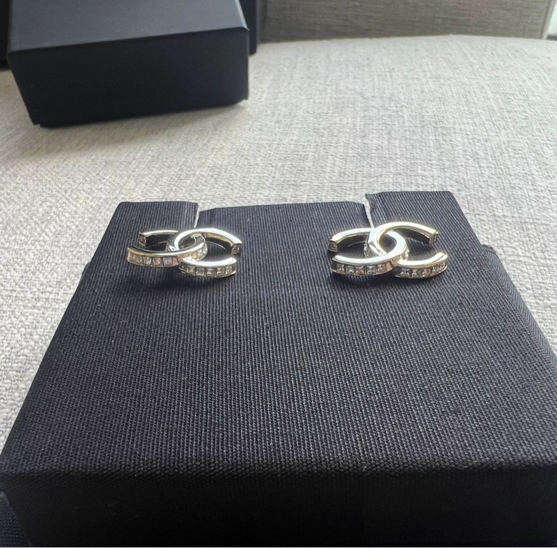 Chanel 香奈兒23B 雙C耳環低調 淡金色-2