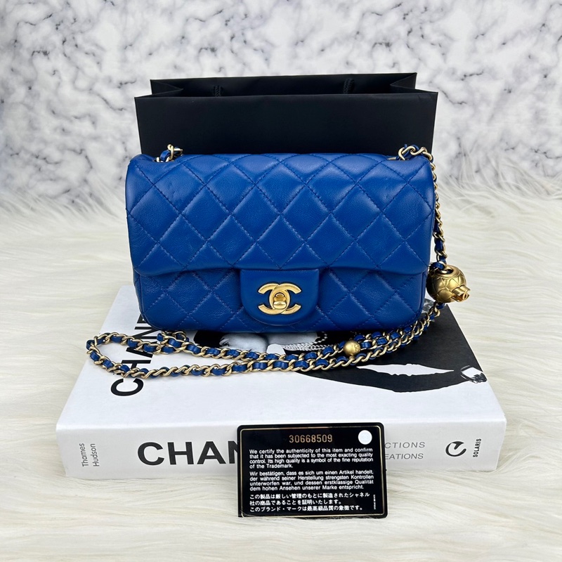 Chanel 羊皮金球 CF大mini 克萊因藍 ⭕️爆款⭕️天菜⭕️缺貨款⭕️-0