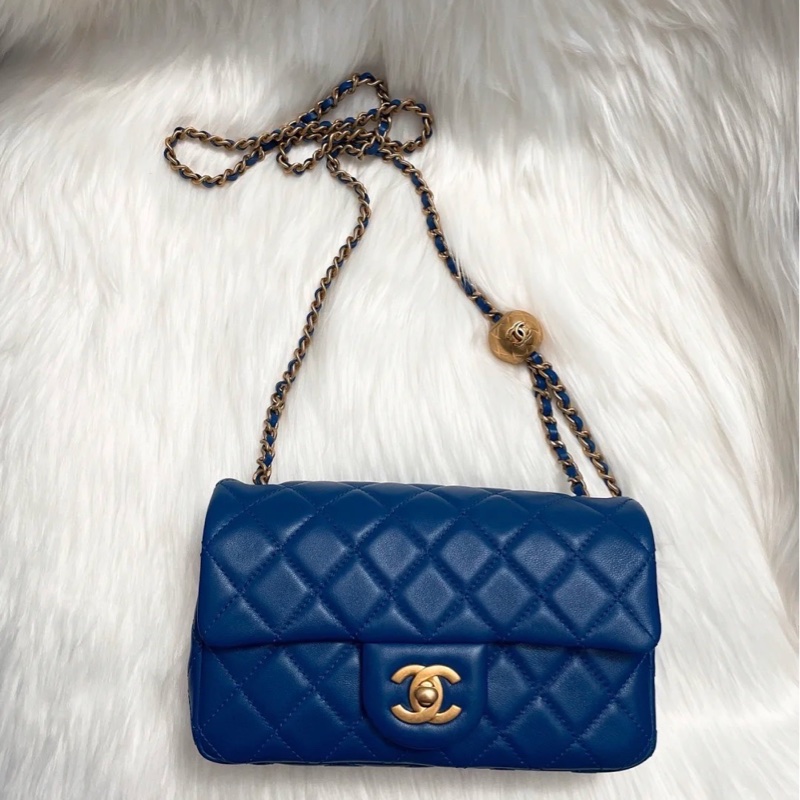 Chanel 羊皮金球 CF大mini 克萊因藍 ⭕️爆款⭕️天菜⭕️缺貨款⭕️-4